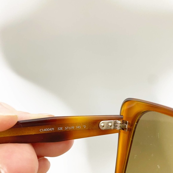 Celine Brown Turtle Rectangular Sunglasses - Picture 4 of 7